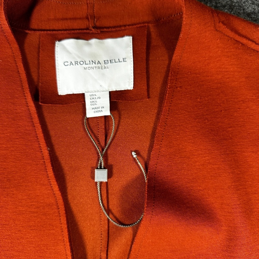 Carolina Belle Montreal Open Front Jacket Cardigan Rust Orange SZ LG NWOT Career - Picture 3 of 7